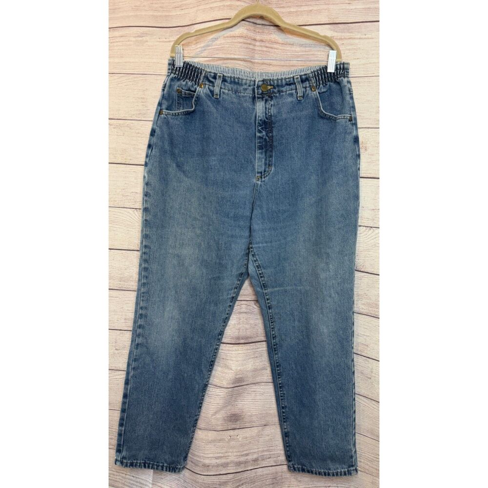 L.L. Bean Vintage High Rise Mom Jeans Comfort Waist Blue Tapered Leg Womens